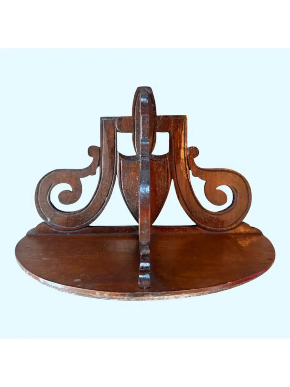 Antique Masonic Scroll Carved Wooden Decorative Hanging Lodge Shelf